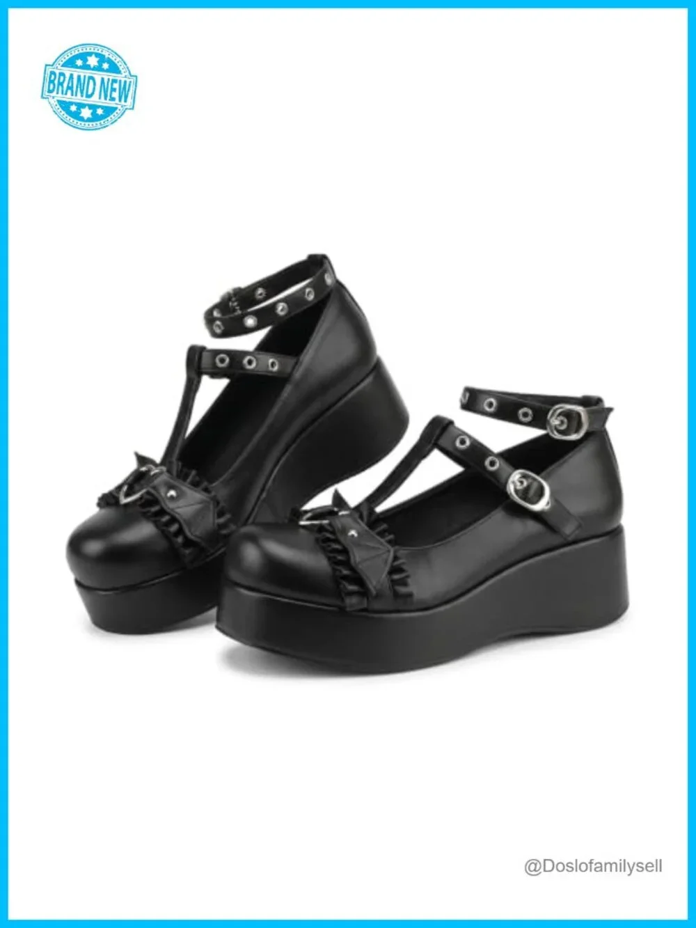 CELNEPHO Mary Jane Platform Pumps Ankle Strap Goth Dress Shoes